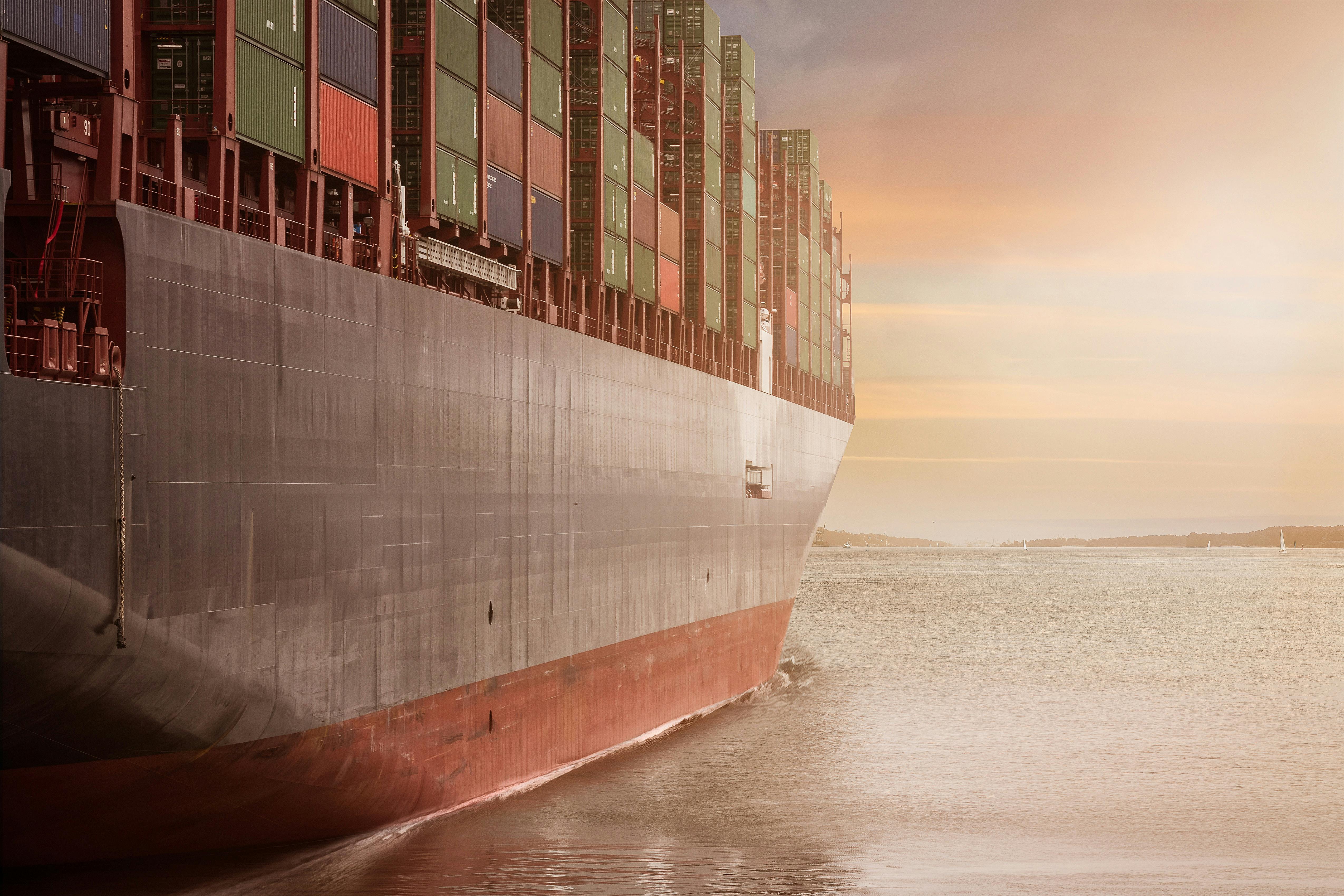 Container ship at port